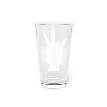 Blue hand Pint Glass, 16oz