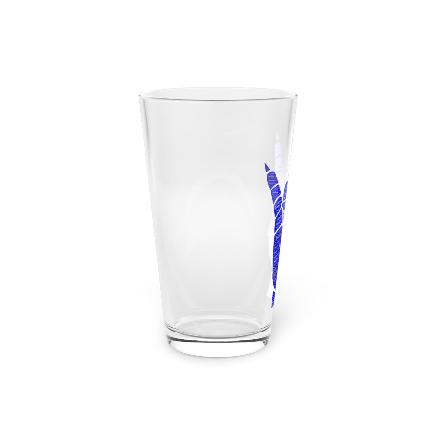 Blue hand Pint Glass, 16oz