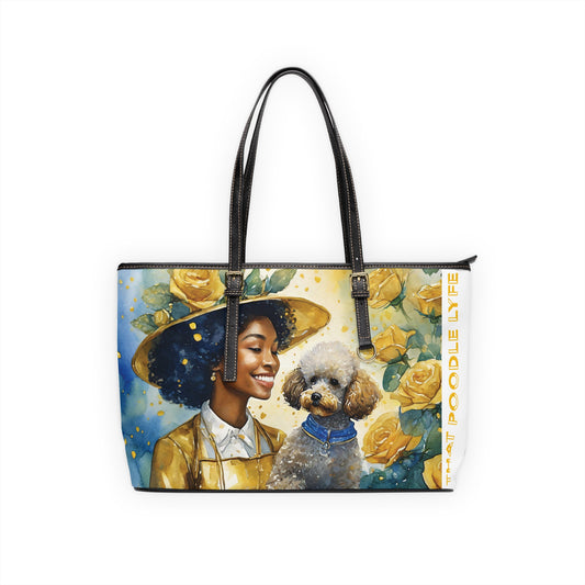 Tea time Poodle PU Leather Shoulder Bag