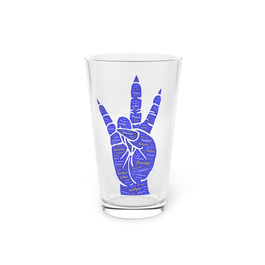 Blue hand Pint Glass, 16oz