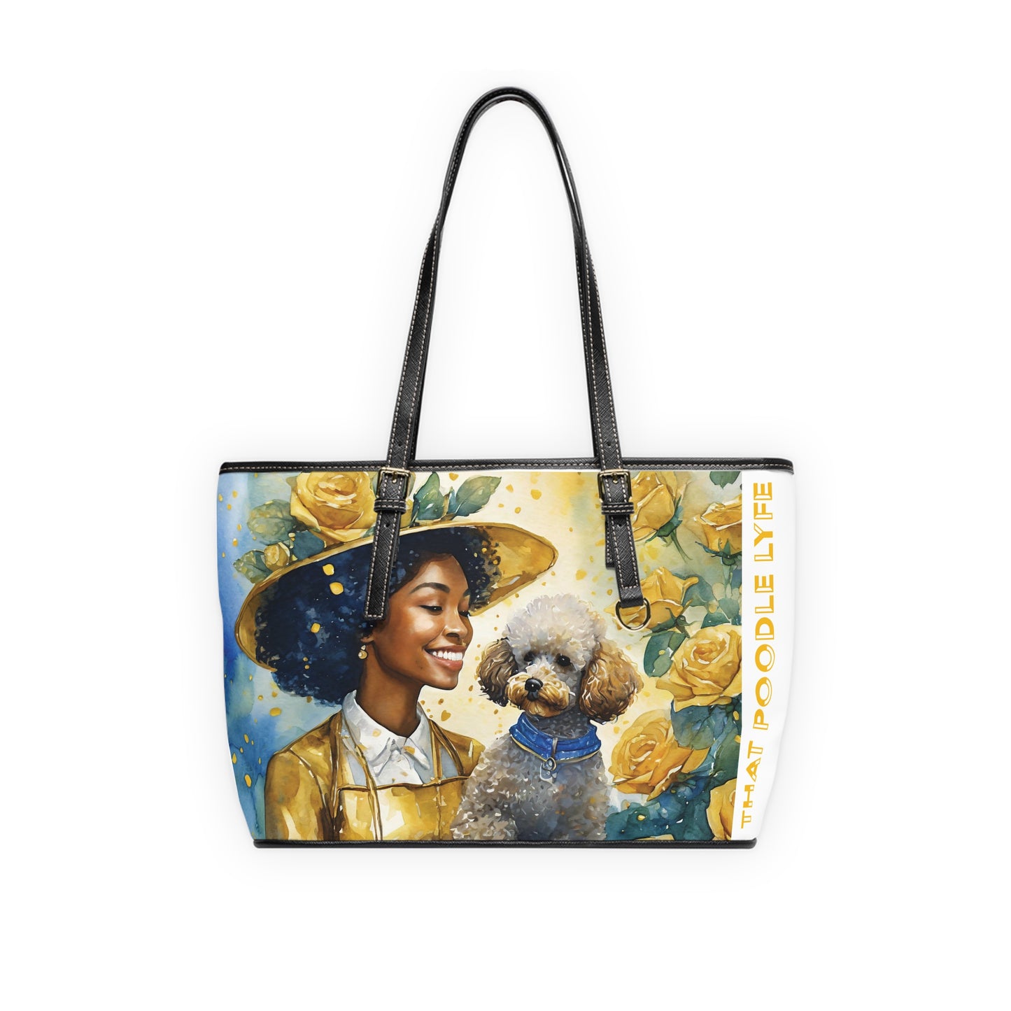 Tea time Poodle PU Leather Shoulder Bag