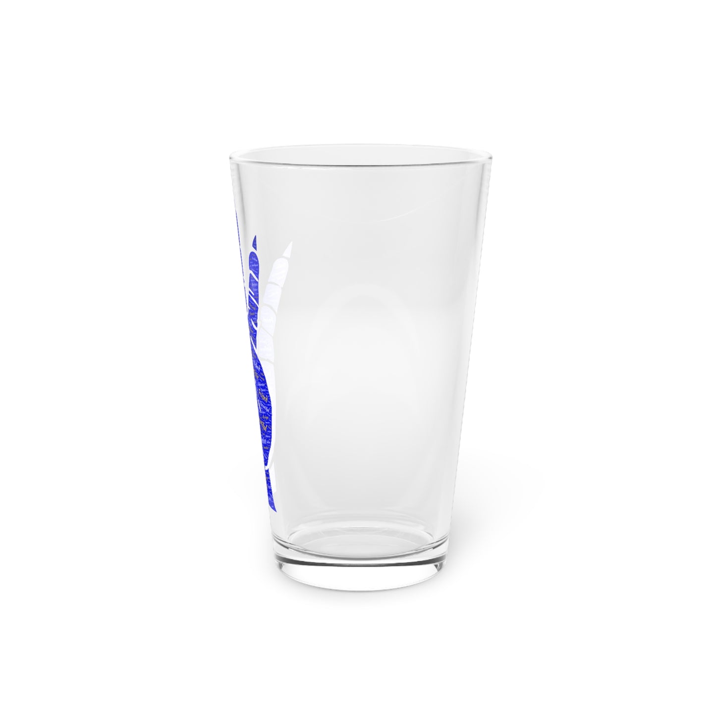 Blue hand Pint Glass, 16oz