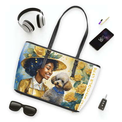 Tea time Poodle PU Leather Shoulder Bag
