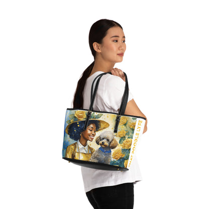 Tea time Poodle PU Leather Shoulder Bag